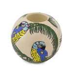 Bird and Leaf Round Votive (Green & White)