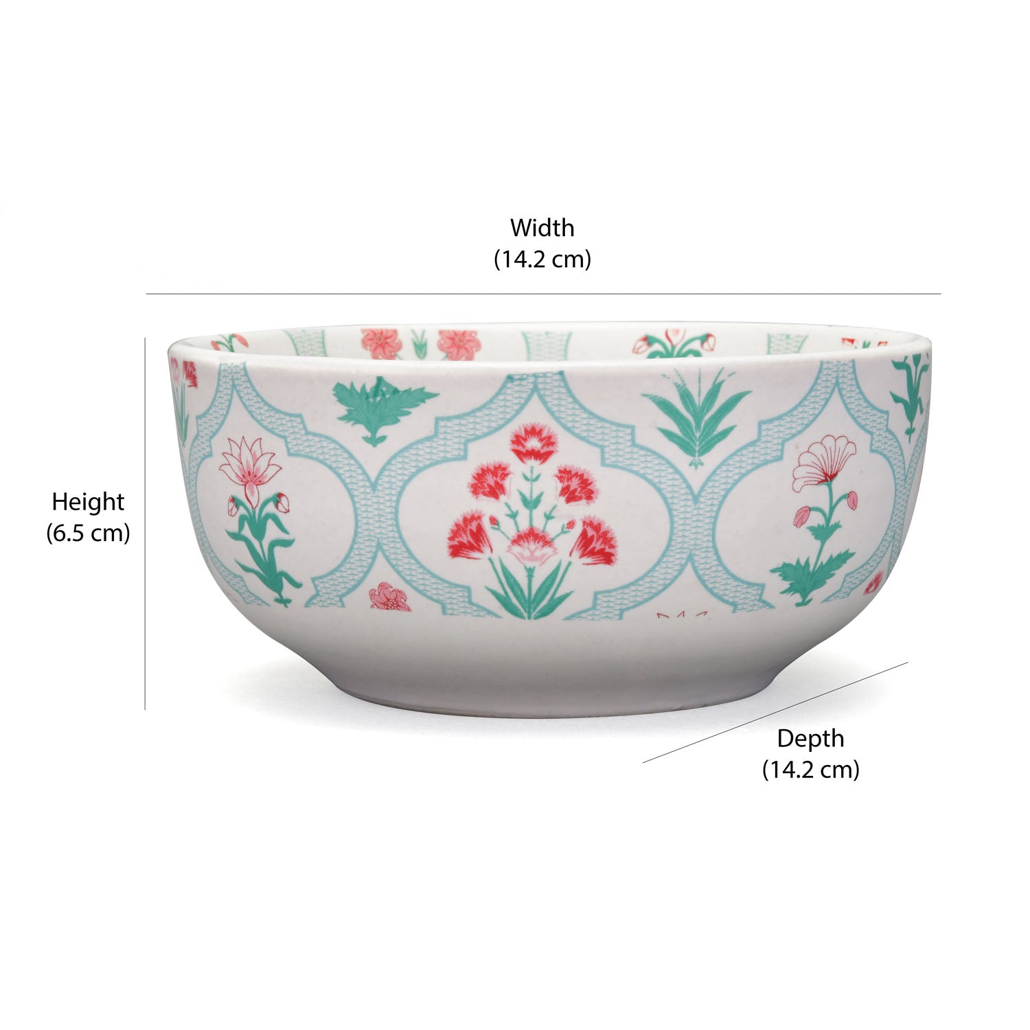 Floral 620 ml Stoneware Serving Bowl (Green)