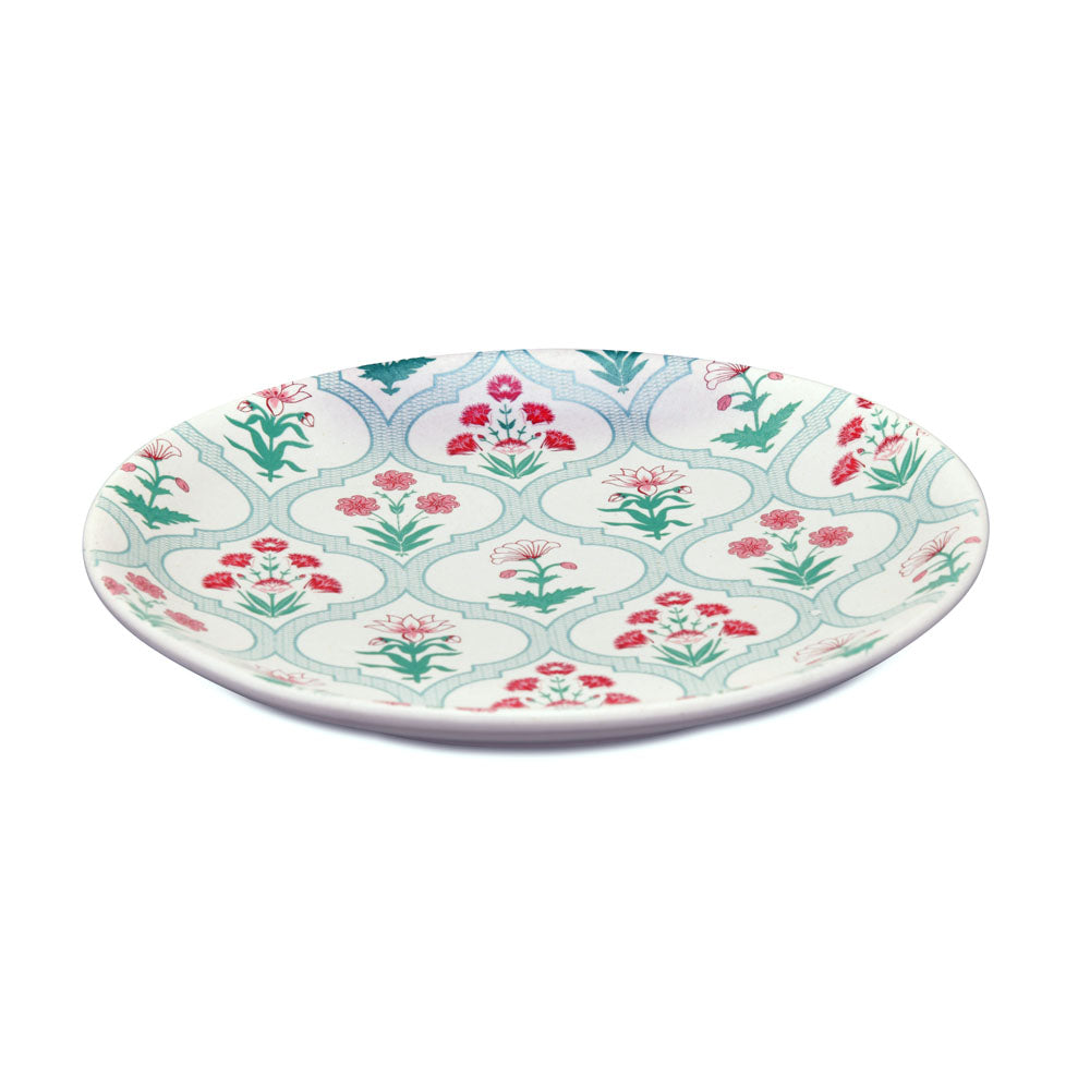 Floral Stoneware Quarter Plate (Green)