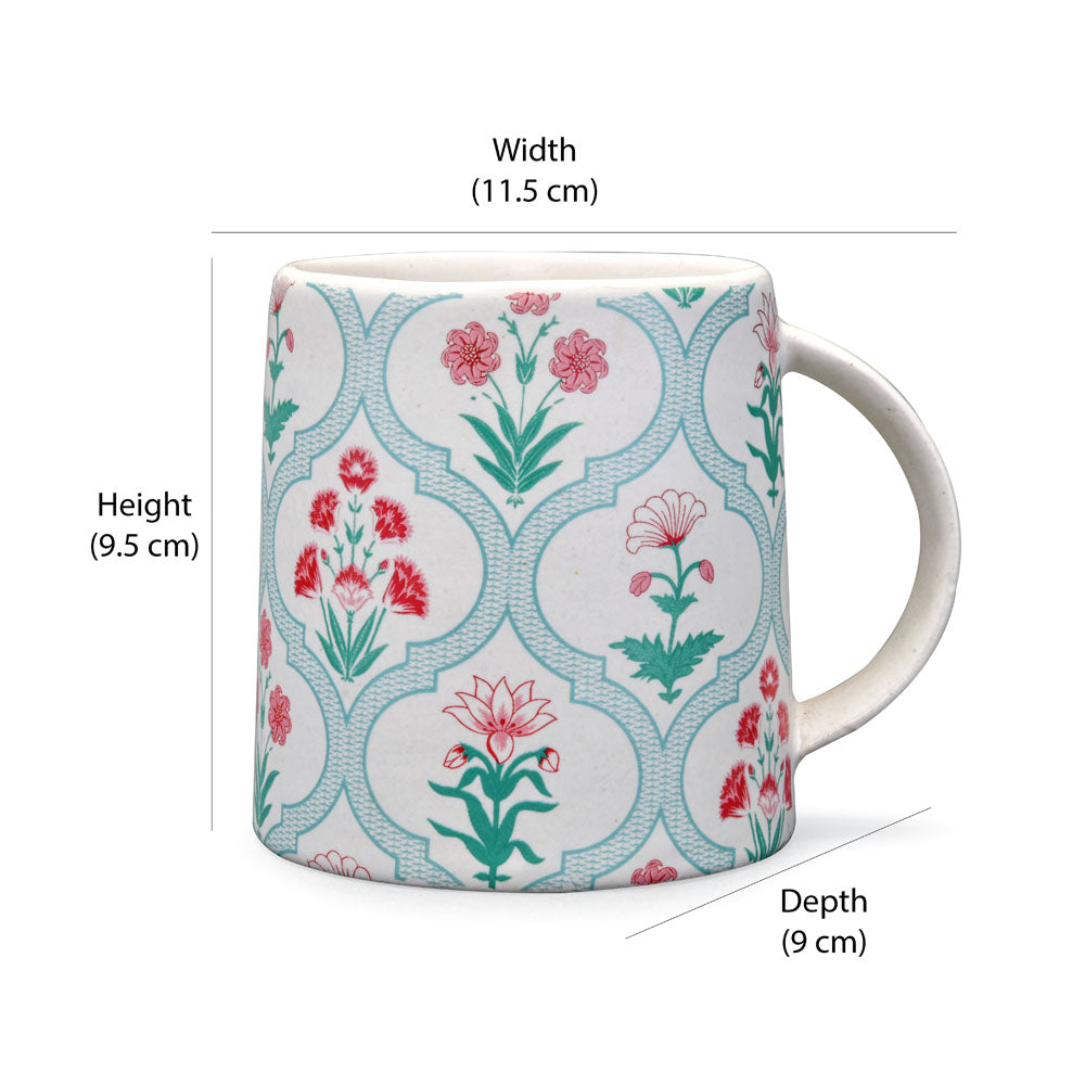 Floral Design Stoneware 380 ml Mug (Green)