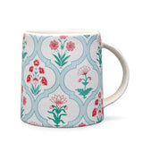 Floral Design Stoneware 380 ml Mug (Green)