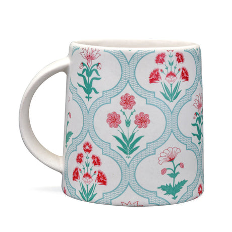 Floral Design Stoneware 380 ml Mug (Green)