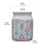 Floral 1000 ml Stoneware Jar with Lid (Green)