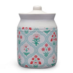 Floral 1000 ml Stoneware Jar with Lid (Green)