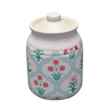 Floral 500 ml Stoneware Jar with Lid (Green)