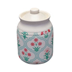 Floral 500 ml Stoneware Jar with Lid (Green)