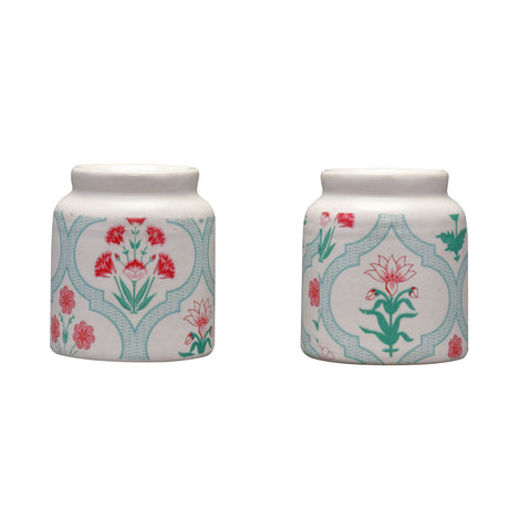 Floral Salt and Pepper Container Set (Green)