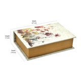 Floral Book Shaped Storage Box (Large, Beige)