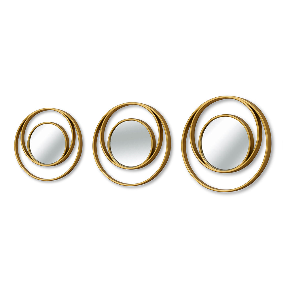 Cirque Round Decorative Wall Mirror Set of 3 (Gold)