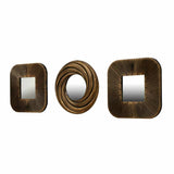 Decorative Plastic Frame Mirrors Set of 3 (Brown)