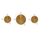 Floral Chakra Art Wall Decor Set of 3 (Gold)