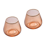 Fluted Design Glass Votives Set of 2 (Orange)