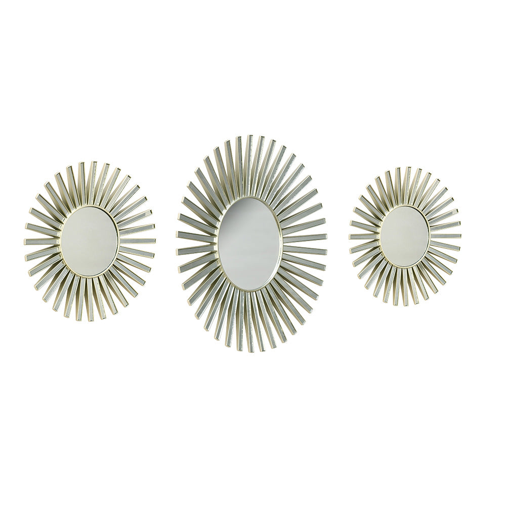 Sunrays Decorative Mirrors Set of 3 (Champagne Gold)