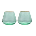 Fluted Design Glass Votives Set of 2 (Green)