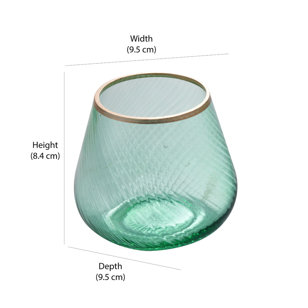 Fluted Design Glass Votives Set of 2 (Green)