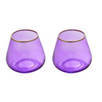 Fluted Design Glass Votives Set of 2 (Purple)