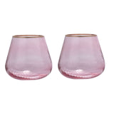 Fluted Design Glass Votives Set of 2 (Pink)