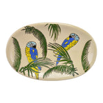 Bird & Leaf Design Ceramic Decorative Platter (Green & White)