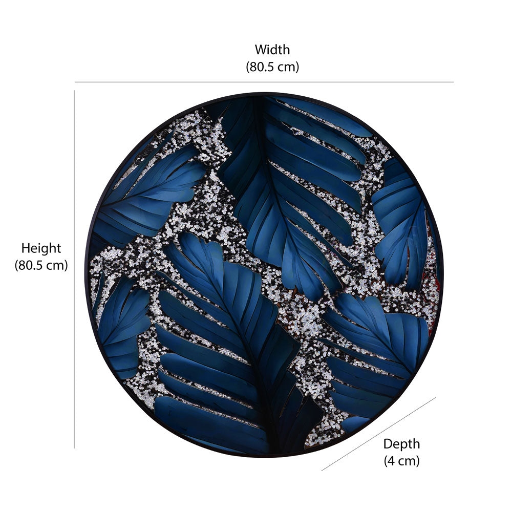 Leaf Design Round Wall Decor (Blue)