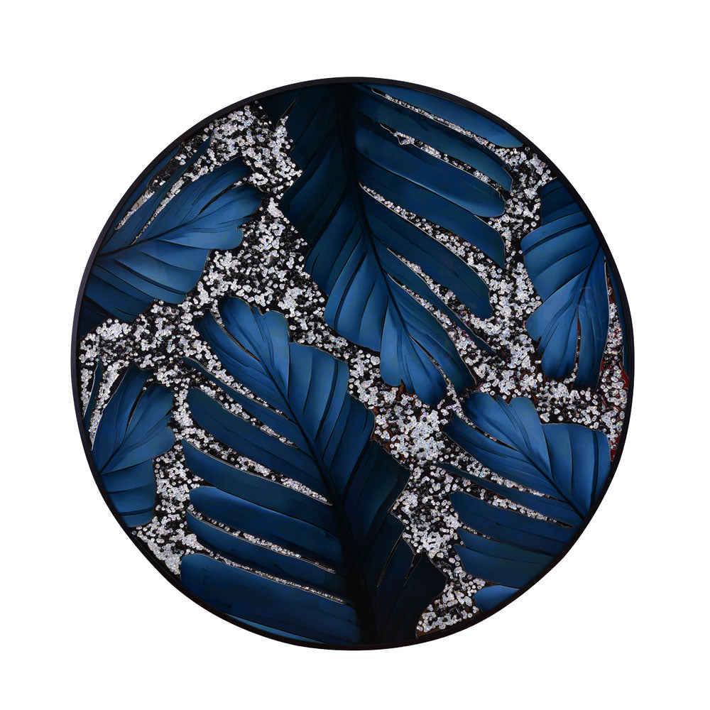 Leaf Design Round Wall Decor (Blue)