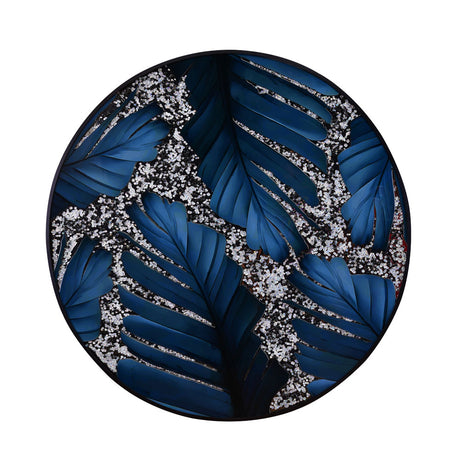 Leaf Design Round Wall Decor (Blue)