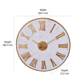 Roman Numerals Marble Analog Wall Clock (White & Gold)