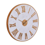 Roman Numerals Marble Analog Wall Clock (White & Gold)