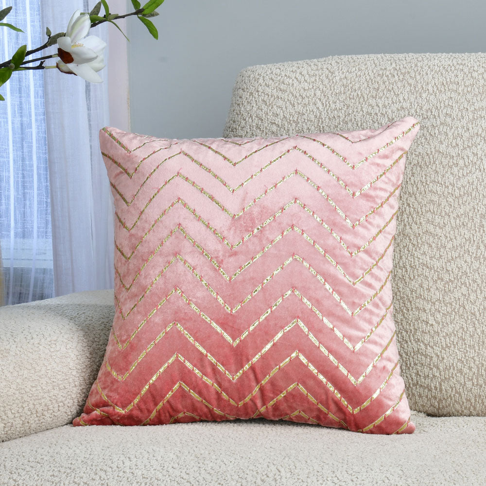 Nilkamal Zig Zag Embroidered 16 X 16 Cushion Cover Pink