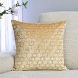 Honeycomb Embroidered Pattern 16" x 16" Cushion Cover (Gold)