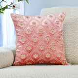 Nilkamal Floral Embroidered 16" x 16" Cushion Cover (Pink)