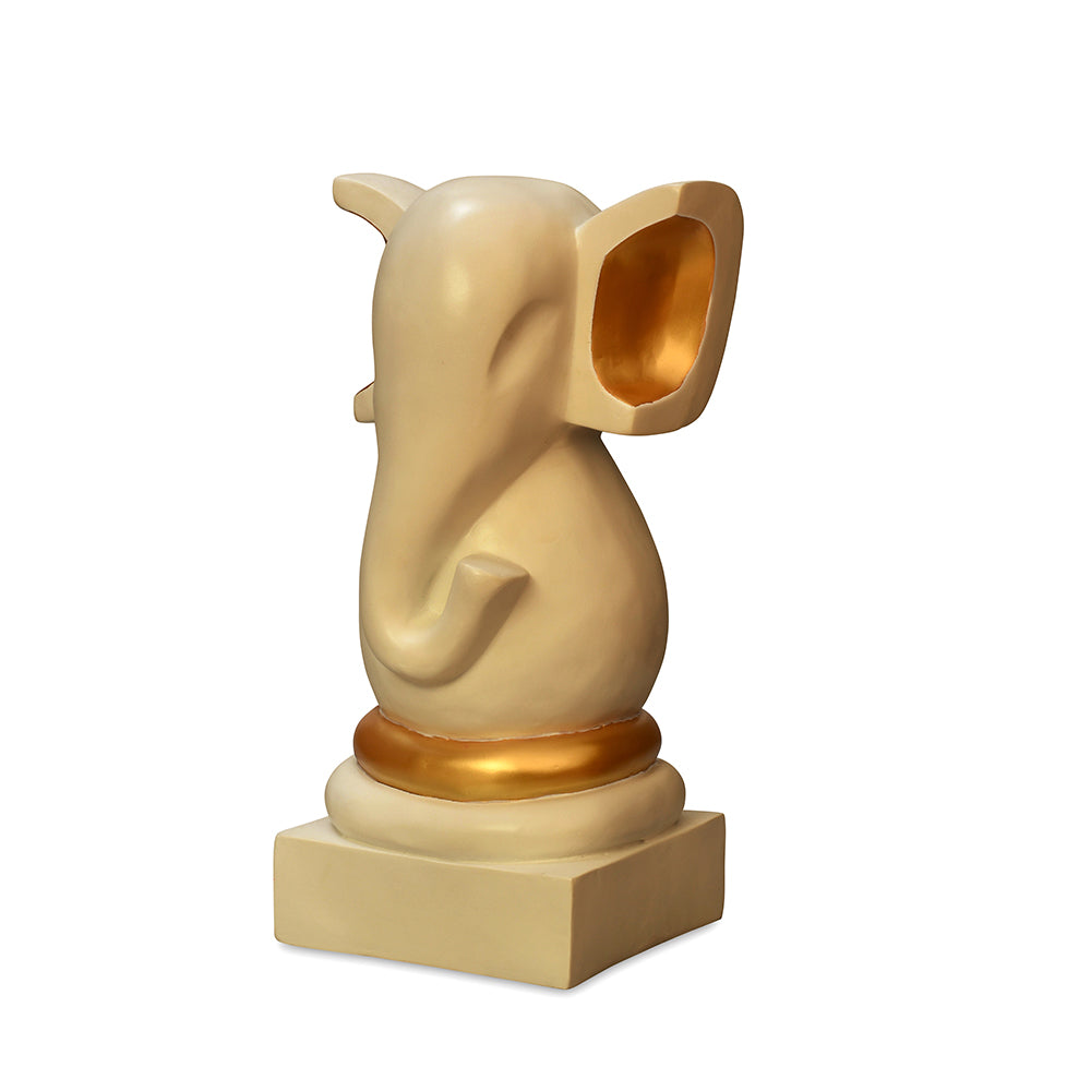 Vighnaharta Ganesha Polyresin Showpiece (Cream & Gold)