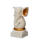 Vighnaharta Ganesha Polyresin Showpiece (White & Gold)