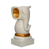 Vighnaharta Ganesha Polyresin Showpiece (White & Gold)