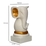 Vighnaharta Ganesha Polyresin Showpiece (White & Gold)