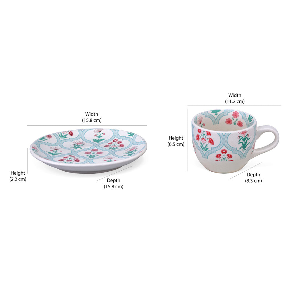 Floral Cup & Saucer Set (Green)