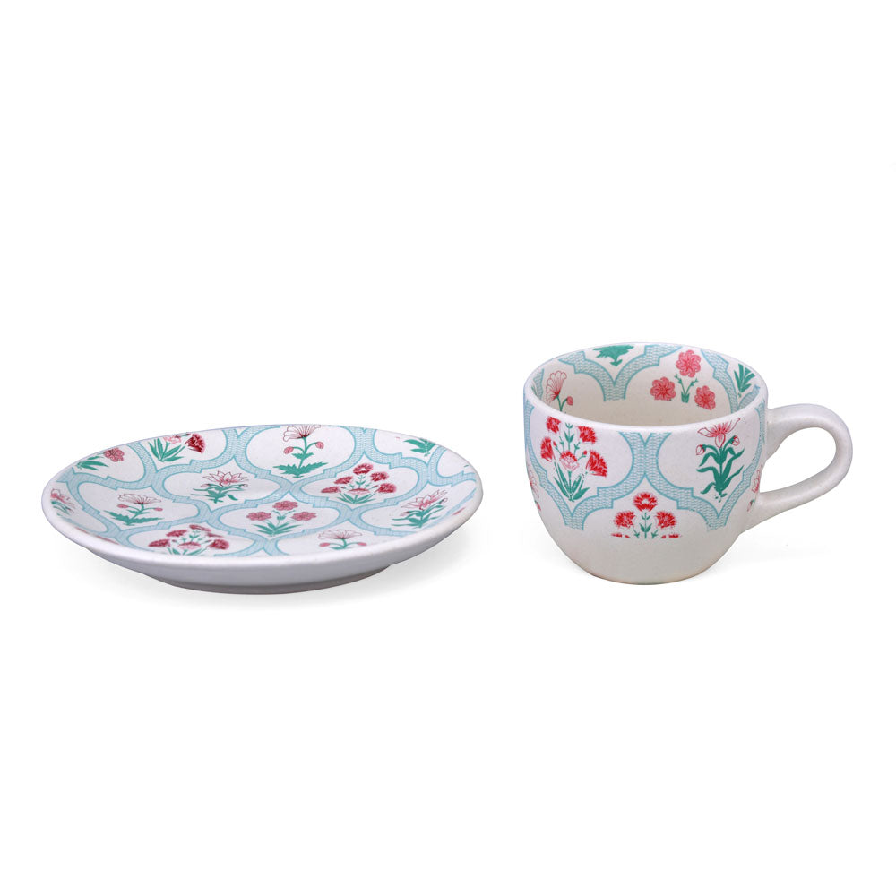 Floral Cup & Saucer Set (Green)