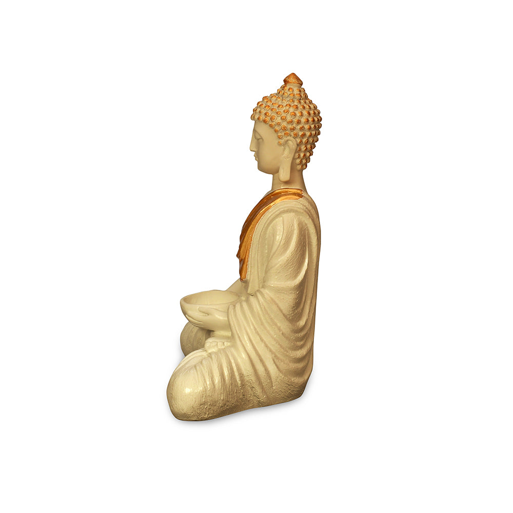 Bodhisattva Buddha Idol Polyresin Showpiece (Cream & Gold)