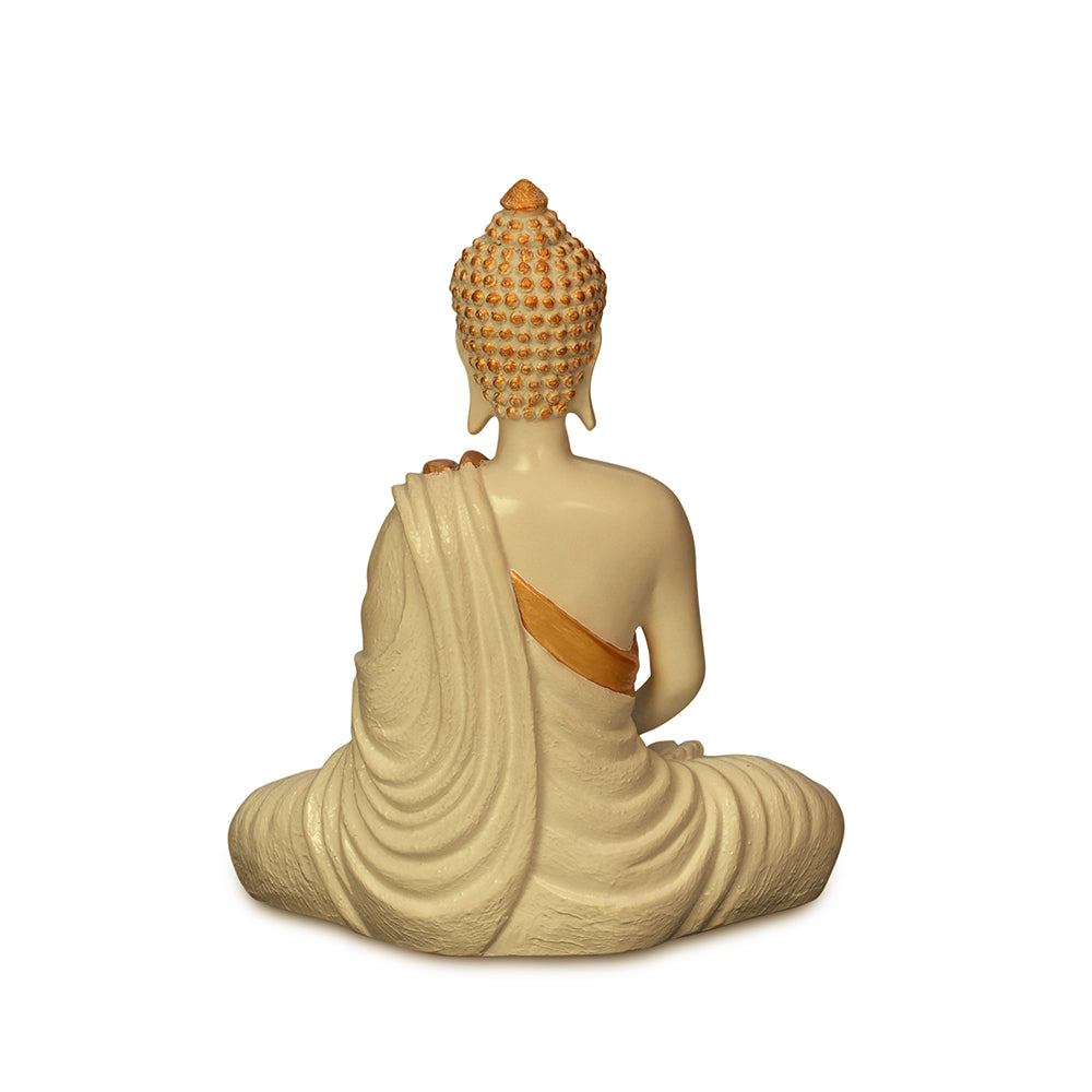 Bodhisattva Buddha Idol Polyresin Showpiece (Cream & Gold)