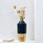 Bullet Shaped Decorative Ceramic Vase (Blue & Gold)