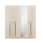 Phoenix 4 Door Wardrobe with Mirror and LED Light (Beige)