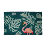 Flamingo with Leaves Vinyl and Coir 18' x 30' Door Mat (Multicolor)