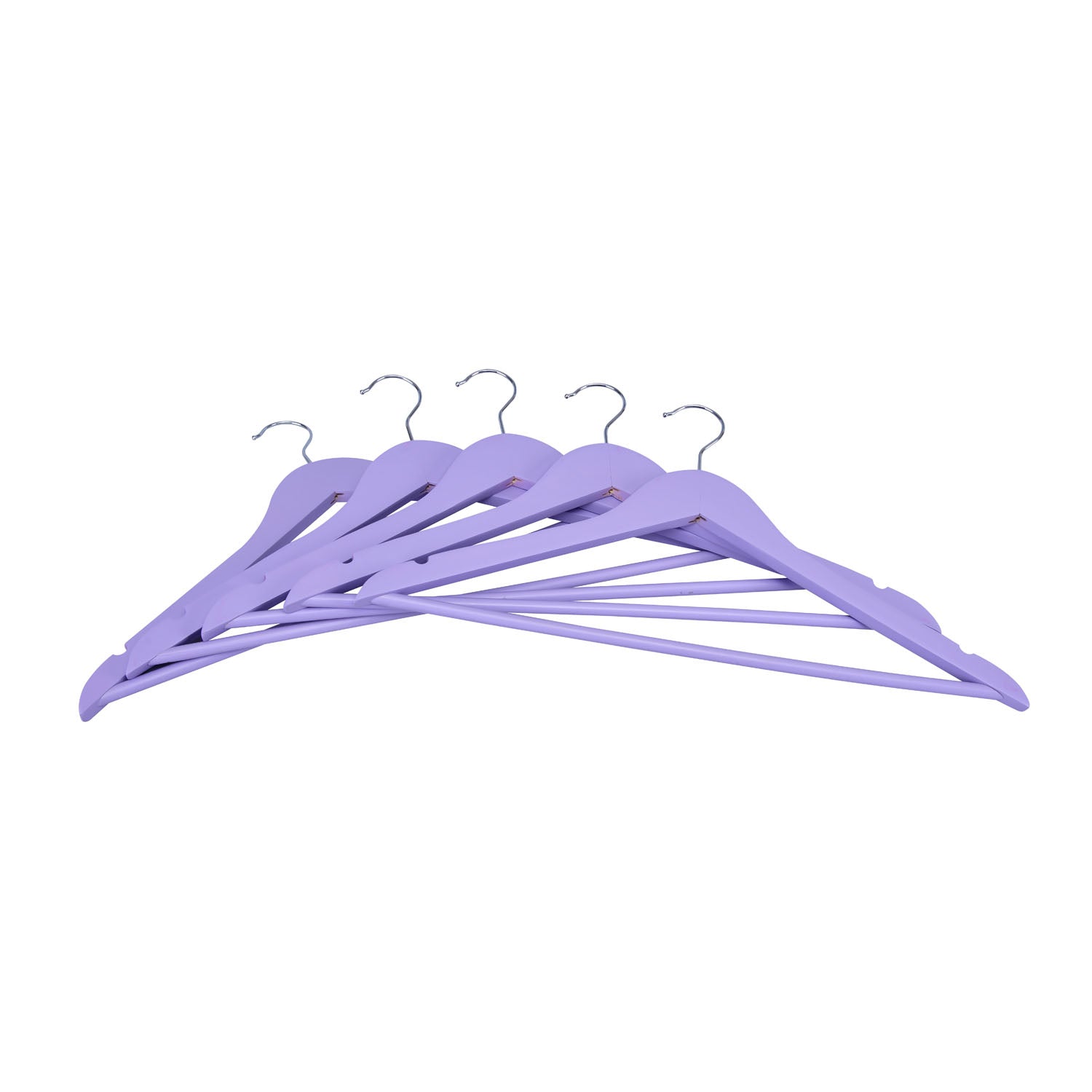 Wooden Cloth Hanger Set of 5 (Lavender)