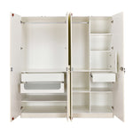 Phoenix 4 Door Wardrobe with Mirror and LED Light (Beige)