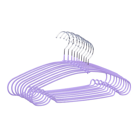 Metal and PVC Cloth Hanger Set of 10 (Lavender)