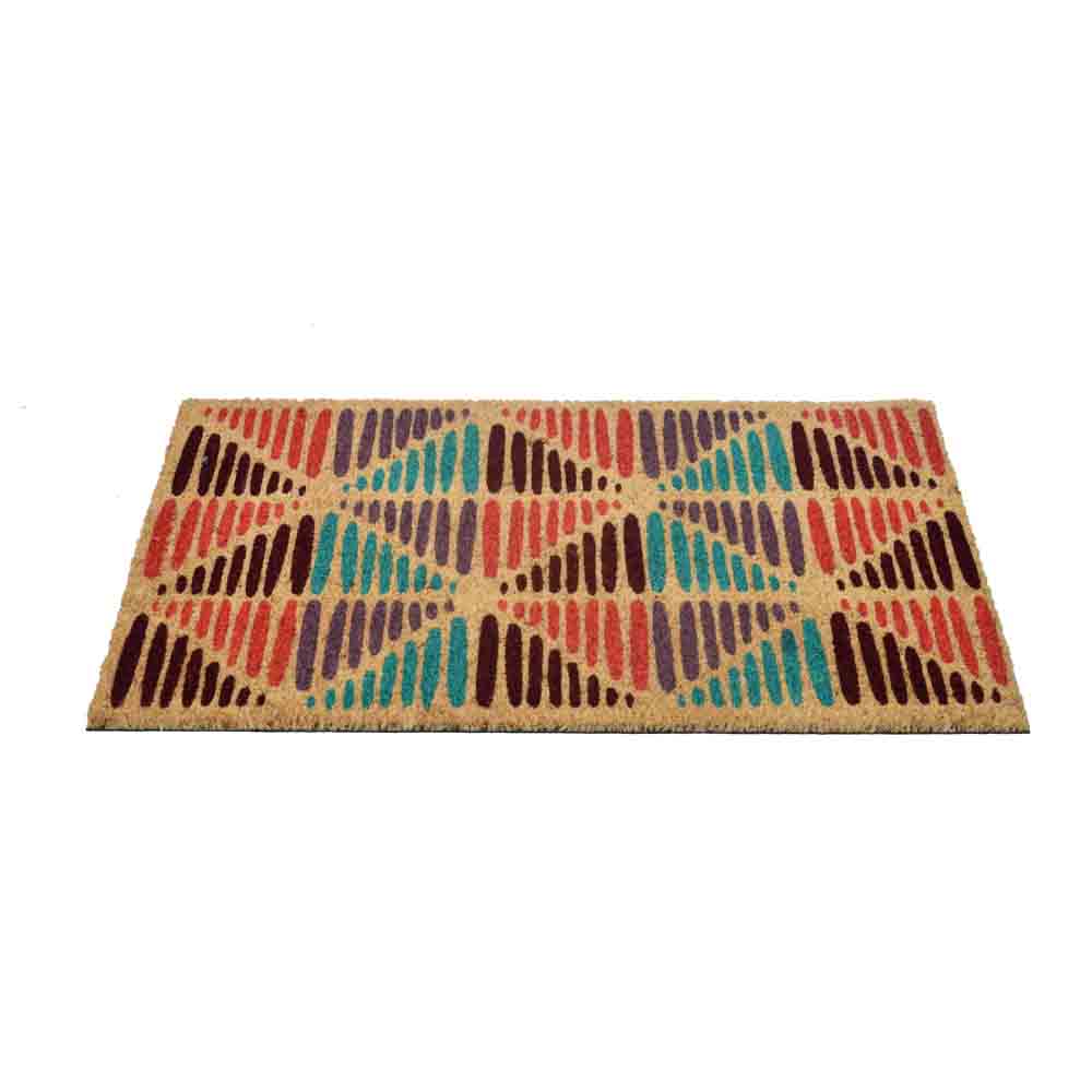 Geometric Vinyl and Coir 18' x 30' Door Mat (Multicolor)