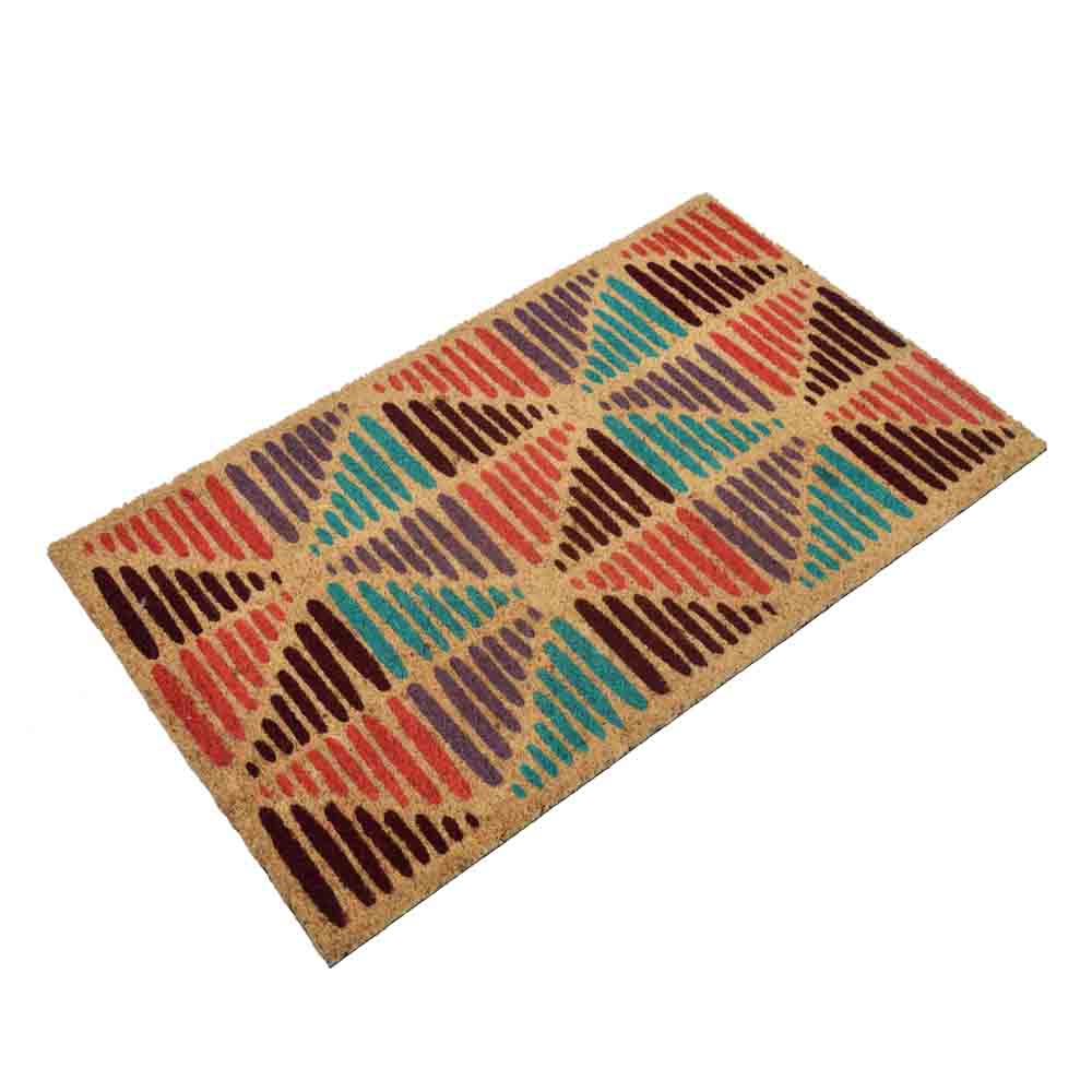 Geometric Vinyl and Coir 18' x 30' Door Mat (Multicolor)