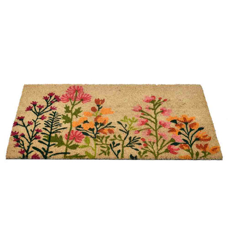 Floral Vinyl and Coir 18' x 30' Door Mat (Multicolor)