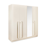 Phoenix 4 Door Wardrobe with Mirror and LED Light (Beige)