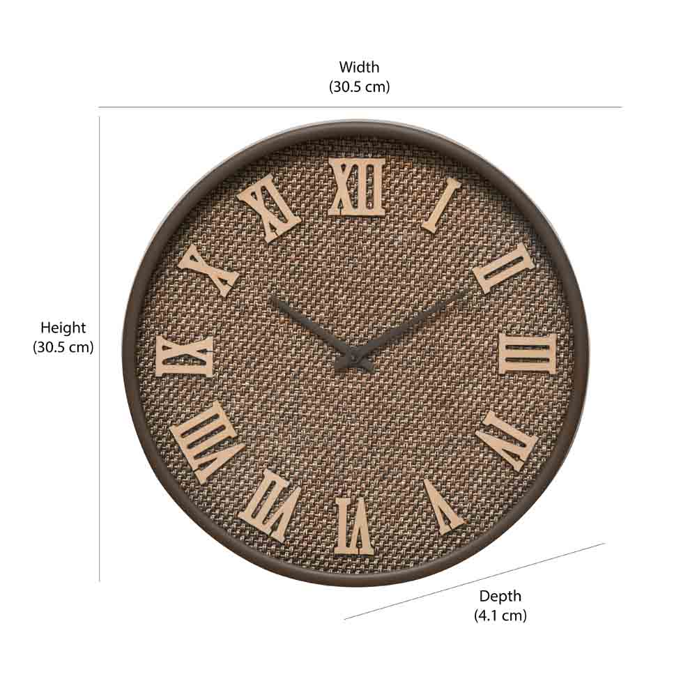 Round Plastic Roman Numerals Analog Wall Clock (Brown)