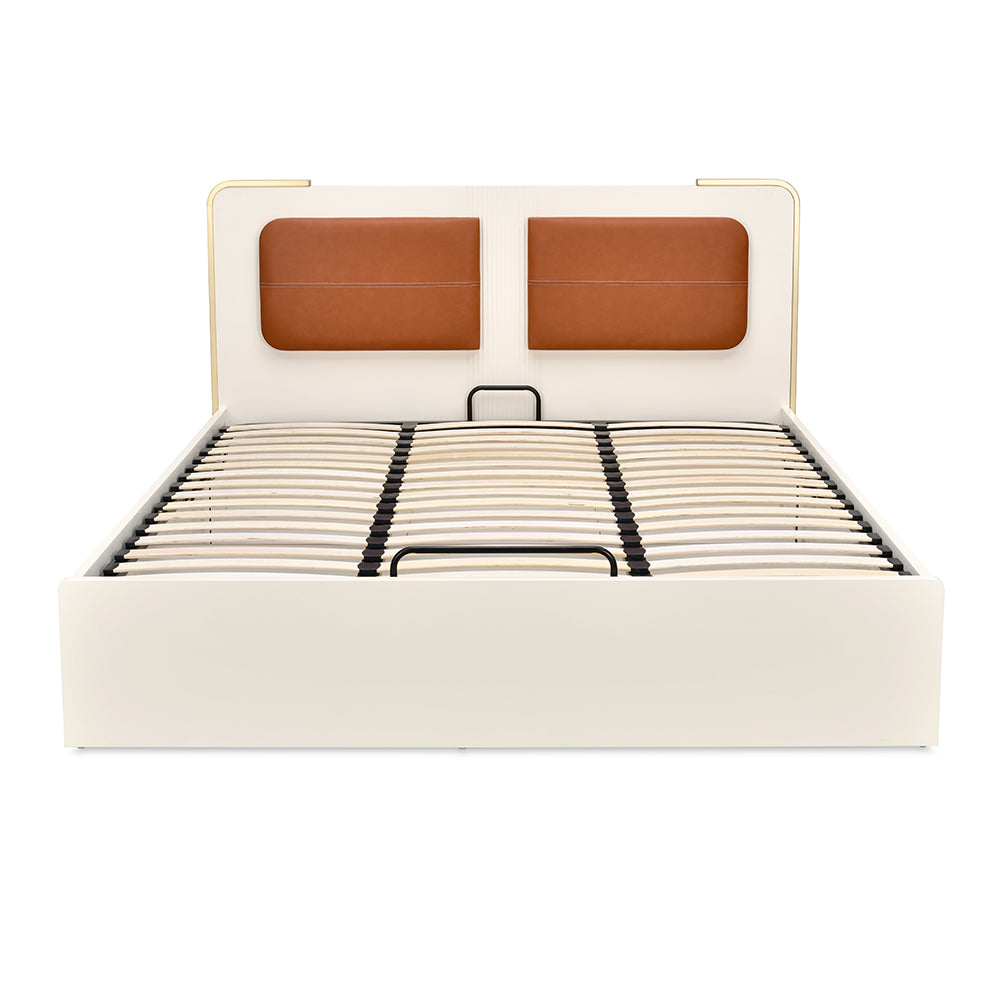 Phoenix King Bed with Hydraulic Storage (Beige)